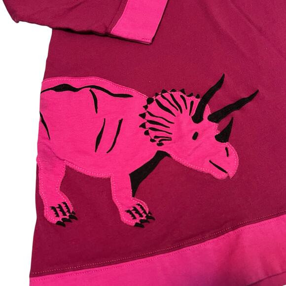 Leveret Girls Dinosaur Dress Size 10 Pink Long Sleeve Swing Cotton - Picture 7 of 9